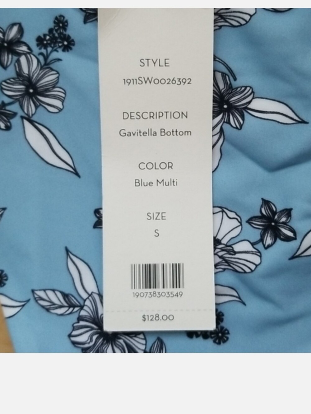 NWT Veronica Beard Gavitella floral blue bikini bottom string tie - Picture 3 of 7
